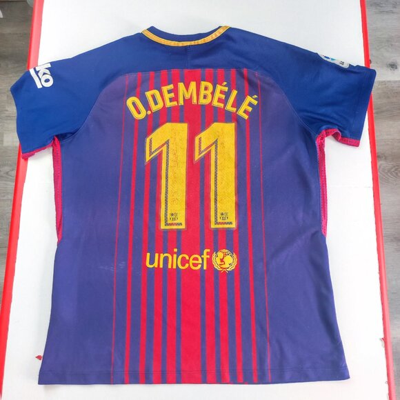 Nike FC Barcelona soccer jersey men's size L #11 O.Dembele 2017 season Home - Picture 3 of 13